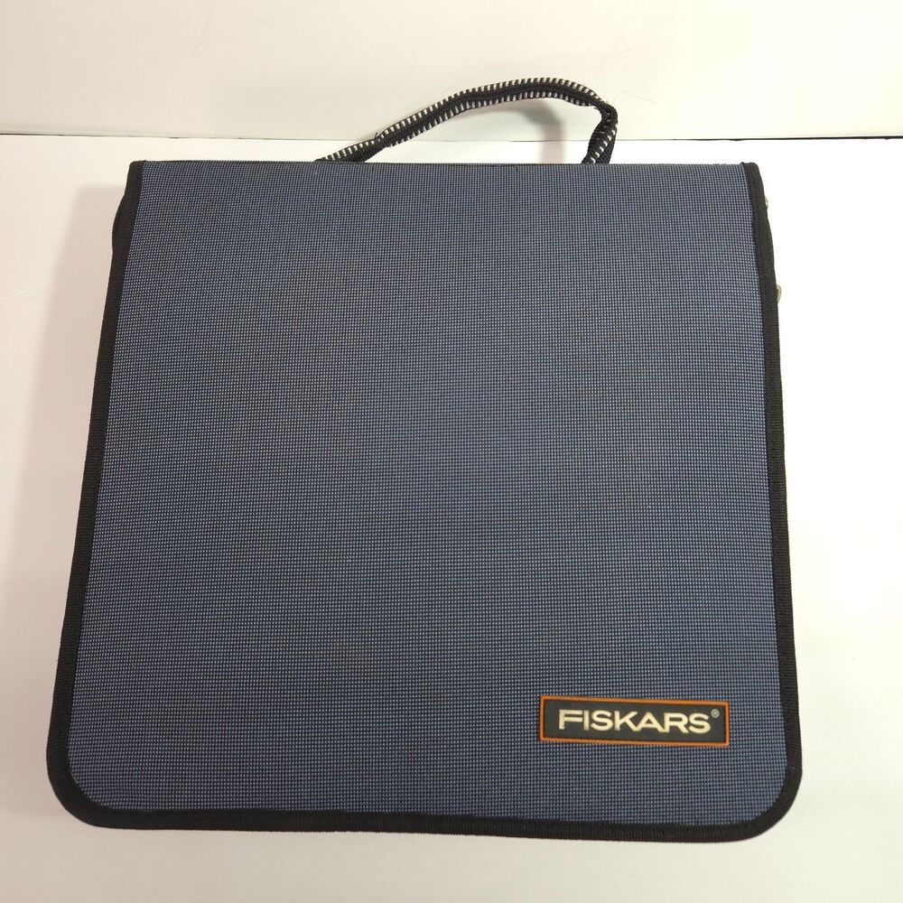 Fiskars Blue Craft Organizer Case Bag Zipper Storage Carrying Tote Vintage